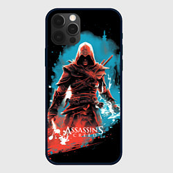 Чехол для iPhone 12 Pro Assassins creed фон абстрактный, цвет: 3D-черный