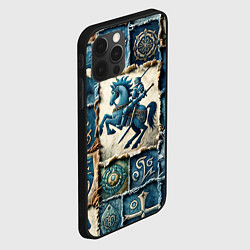 Чехол для iPhone 12 Pro Рыцарь на пэчворк дениме, цвет: 3D-черный — фото 2