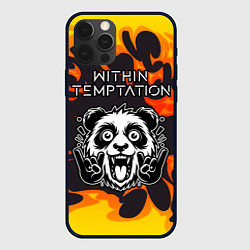 Чехол для iPhone 12 Pro Within Temptation рок панда и огонь, цвет: 3D-черный