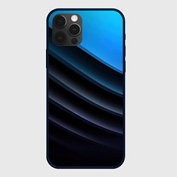 Чехол для iPhone 12 Pro Геометрическая синяя абстракция на черном фоне мин, цвет: 3D-черный