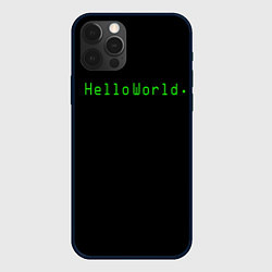 Чехол для iPhone 12 Pro Hello world, цвет: 3D-черный