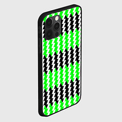 Чехол для iPhone 12 Pro Вертикальные чёрно-зелёные полосы, цвет: 3D-черный — фото 2