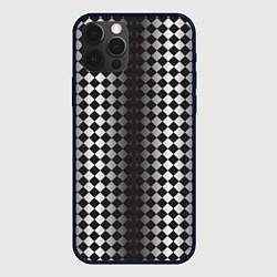 Чехол для iPhone 12 Pro Паттерн черных и белых квадратов, цвет: 3D-черный