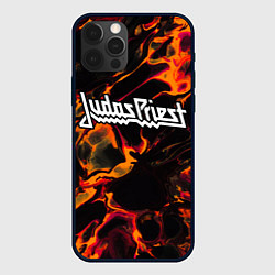 Чехол для iPhone 12 Pro Judas Priest red lava, цвет: 3D-черный