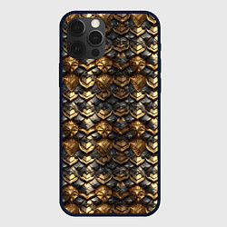 Чехол для iPhone 12 Pro Золотистая текстурная броня, цвет: 3D-черный