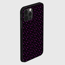 Чехол для iPhone 12 Pro Чёрный с сиреневыми звёздочками, цвет: 3D-черный — фото 2