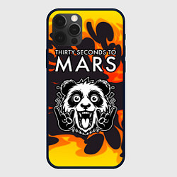 Чехол для iPhone 12 Pro Thirty Seconds to Mars рок панда и огонь, цвет: 3D-черный