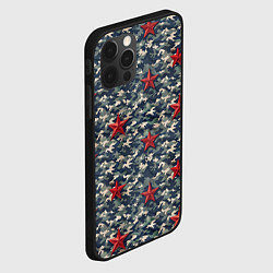 Чехол для iPhone 12 Pro Красные звезды на камуфляже, цвет: 3D-черный — фото 2