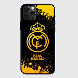 Чехол для iPhone 12 Pro Real Madrid - gold gradient, цвет: 3D-черный