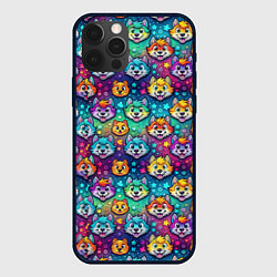 Чехол для iPhone 12 Pro Furry color anime animal faces, цвет: 3D-черный