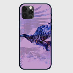 Чехол для iPhone 12 Pro Летящий орел и ночной город двойная экспозиция, цвет: 3D-черный