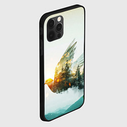 Чехол для iPhone 12 Pro Летящий голубь и лес эффект двойной экспозиции, цвет: 3D-черный — фото 2