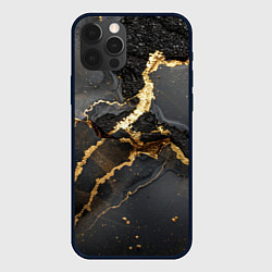 Чехол для iPhone 12 Pro Золото и черный агат, цвет: 3D-черный