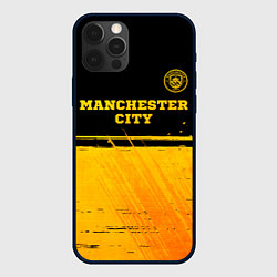 Чехол для iPhone 12 Pro Manchester City - gold gradient посередине, цвет: 3D-черный