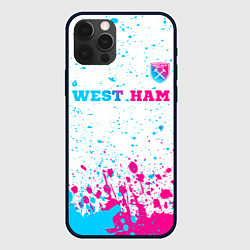 Чехол для iPhone 12 Pro West Ham neon gradient style посередине, цвет: 3D-черный