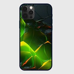 Чехол для iPhone 12 Pro Зеленая абстрактная неоновая текстура, цвет: 3D-черный