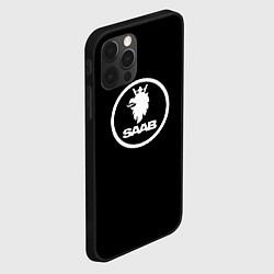 Чехол для iPhone 12 Pro Saab avto logo, цвет: 3D-черный — фото 2