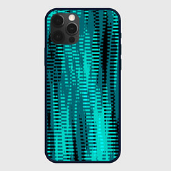 Чехол для iPhone 12 Pro Бирюзовый абстрактные полосы, цвет: 3D-черный
