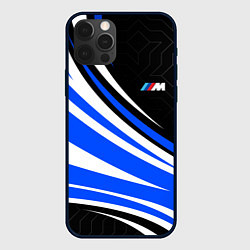 Чехол для iPhone 12 Pro BMW M - синие волны, цвет: 3D-черный