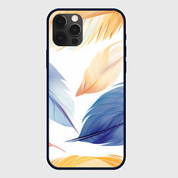 Чехол для iPhone 12 Pro Акварельные перья, цвет: 3D-черный