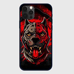 Чехол для iPhone 12 Pro Враждебный питбуль голова, цвет: 3D-черный