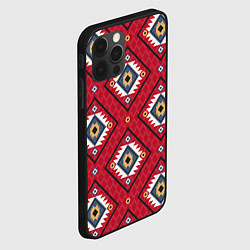 Чехол для iPhone 12 Pro Этнические ромбы на красном, цвет: 3D-черный — фото 2