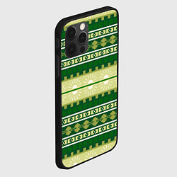 Чехол для iPhone 12 Pro Зеленый этнический паттерн, цвет: 3D-черный — фото 2