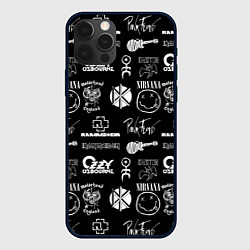 Чехол для iPhone 12 Pro Rock band pattern, цвет: 3D-черный
