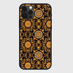 Чехол для iPhone 12 Pro Золоте классические узоры паттерн из ткани, цвет: 3D-черный