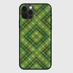Чехол для iPhone 12 Pro Узор в ромбовидную клетку с золотыми линиями, цвет: 3D-черный