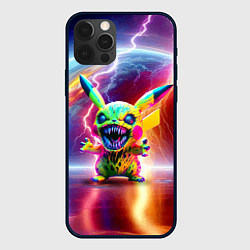 Чехол для iPhone 12 Pro Монстр Пикачу - неоновое свечение, цвет: 3D-черный