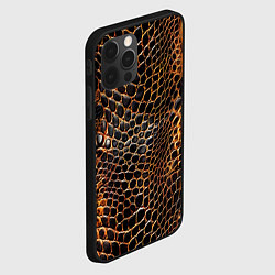 Чехол для iPhone 12 Pro Реалистичная кожа змеи темно коричневая, цвет: 3D-черный — фото 2
