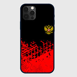 Чехол для iPhone 12 Pro Россия герб красные краски, цвет: 3D-черный