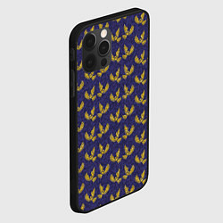 Чехол для iPhone 12 Pro Золотые совы на фиолетовом - паттерн, цвет: 3D-черный — фото 2