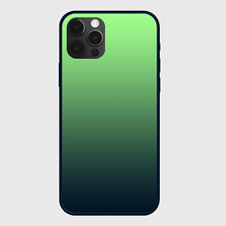 Чехол для iPhone 12 Pro Градиент зелёный в синий, цвет: 3D-черный