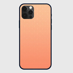 Чехол для iPhone 12 Pro Градиент персиковый с волнистыми линиями, цвет: 3D-черный