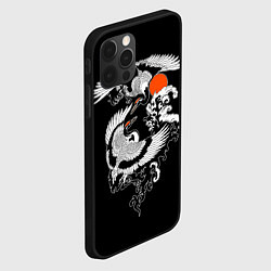 Чехол для iPhone 12 Pro Японские журавли - брачный танец, цвет: 3D-черный — фото 2