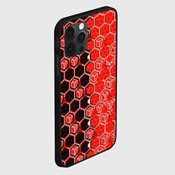 Чехол для iPhone 12 Pro Техно-киберпанк шестиугольники красный и чёрный, цвет: 3D-черный — фото 2