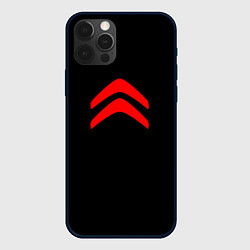 Чехол для iPhone 12 Pro Citroen logo red, цвет: 3D-черный