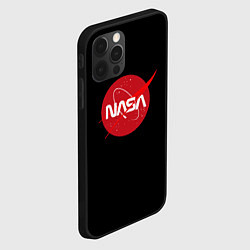 Чехол для iPhone 12 Pro Nasa logo red, цвет: 3D-черный — фото 2