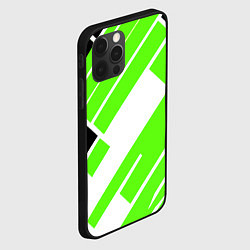 Чехол для iPhone 12 Pro Зелёные широкие линии на белом фоне, цвет: 3D-черный — фото 2