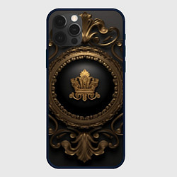 Чехол для iPhone 12 Pro Классические золотые узоры и корона, цвет: 3D-черный