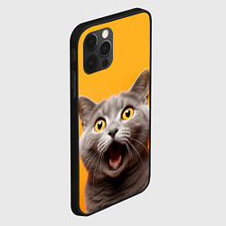 Чехол для iPhone 12 Pro Удивленный кот, цвет: 3D-черный — фото 2