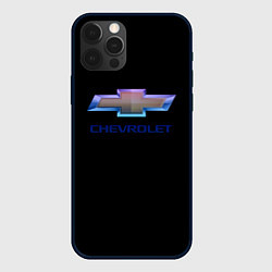 Чехол для iPhone 12 Pro Chevrolet logo neon, цвет: 3D-черный