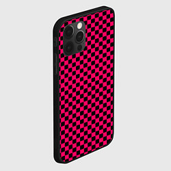 Чехол для iPhone 12 Pro Паттерн розовый клетка, цвет: 3D-черный — фото 2