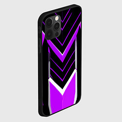 Чехол для iPhone 12 Pro Фиолетово-серые полосы на чёрном фоне, цвет: 3D-черный — фото 2