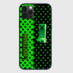 Чехол для iPhone 12 Pro Minecraft creeper pattern, цвет: 3D-черный