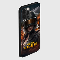 Чехол для iPhone 12 Pro PUBG девушка в шлеме, цвет: 3D-черный — фото 2