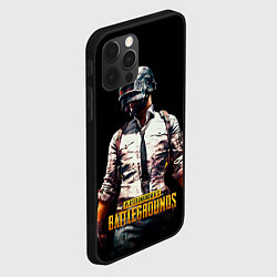 Чехол для iPhone 12 Pro PUBG игрок на закате черный фон, цвет: 3D-черный — фото 2