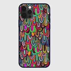 Чехол для iPhone 12 Pro Абстрактные перья в стиле бохо, цвет: 3D-черный